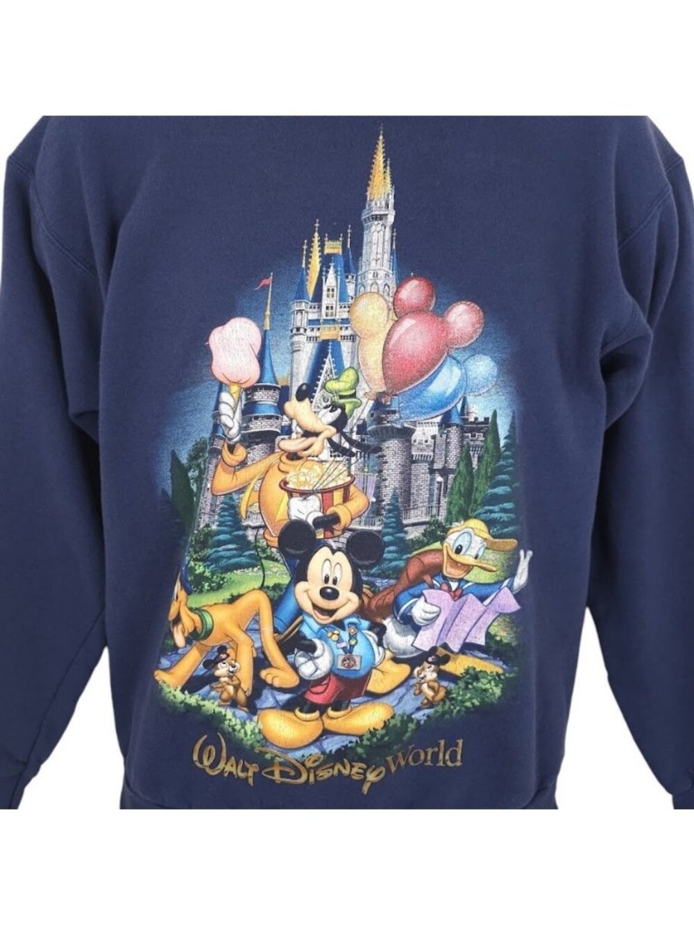 Walt Disney World Sweatshirt Mens Size Small Blue Mickey Mouse Goofy Donald Duck